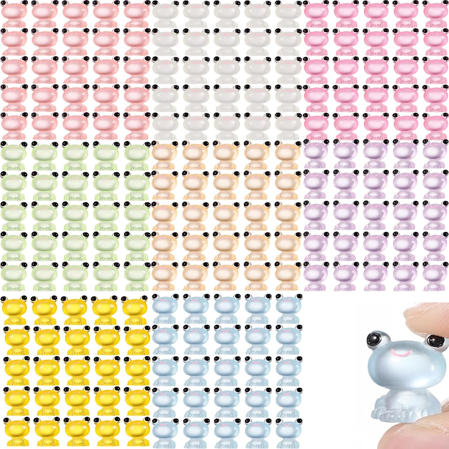 200 Pack Mini Frogs Luminous Tiny Frogs Glow in The Dark Mini Resin Frogs Animals Miniature Figurines Fairy Garden Decor DIY Crafts,Tiny Decorations for Moss Landscape,Dollhouse,Garden