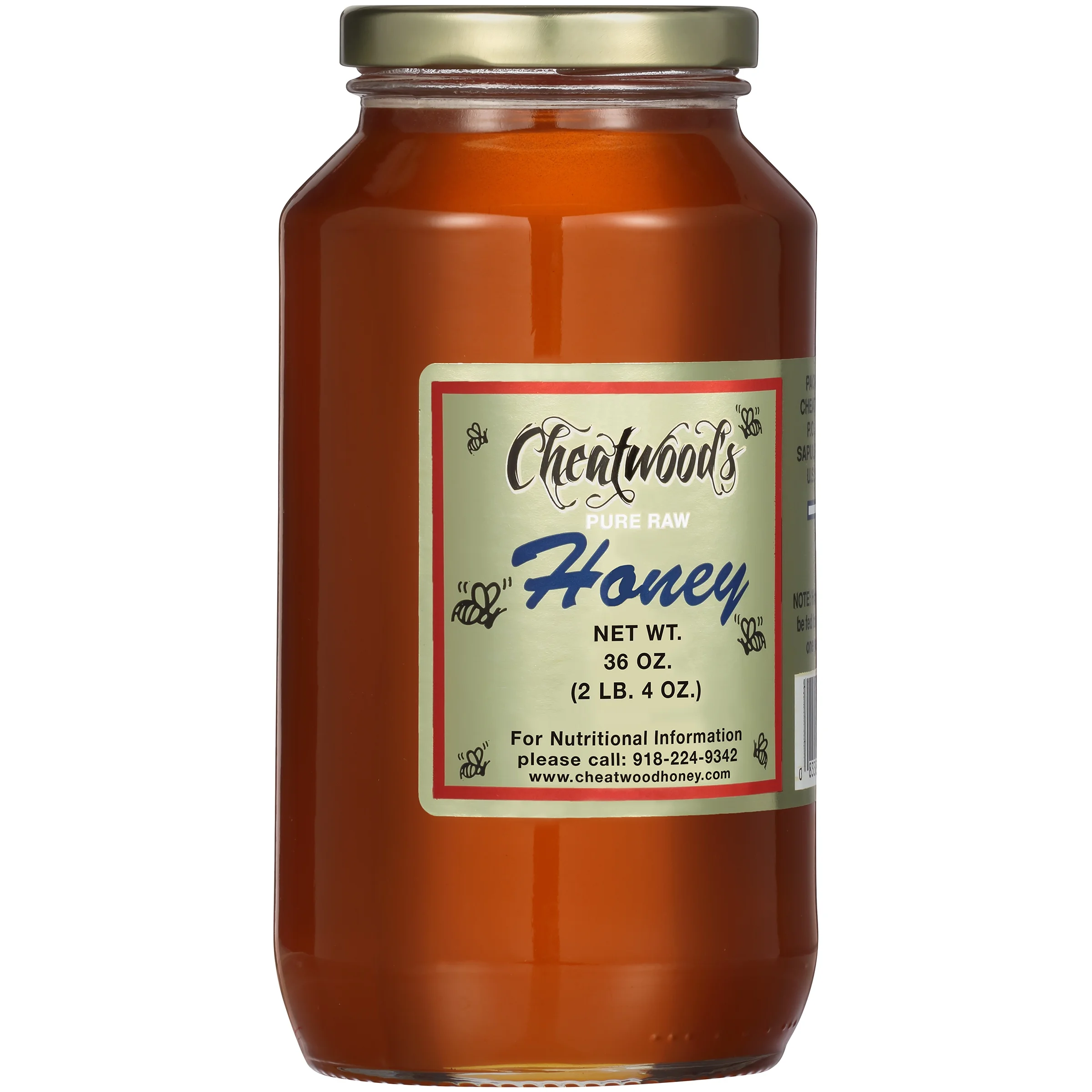 Cheatwood's Pure Raw Honey 36 oz. Jar