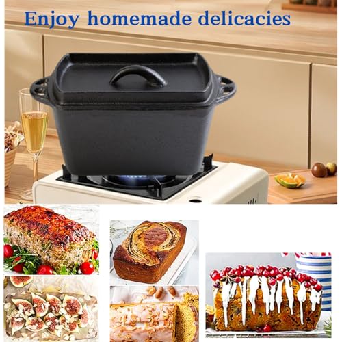 bangminda Cast Iron Bread Loaf Pan with Lid, Heavy Duty Bread Maker,Cast Iron Roaster,Sourdough Sandwich Loaf Oven Pan