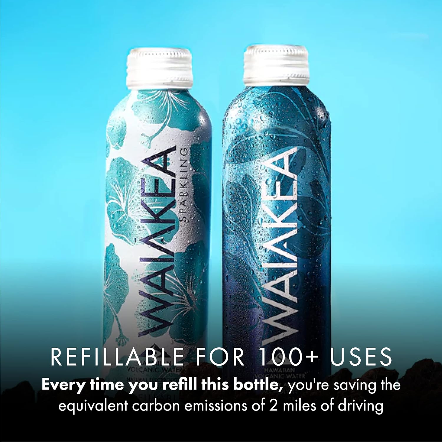 Sparkling Waiakea Hawaiian Volcanic Water 670ml Refillable Aluminum 12-pack ('Alohi)