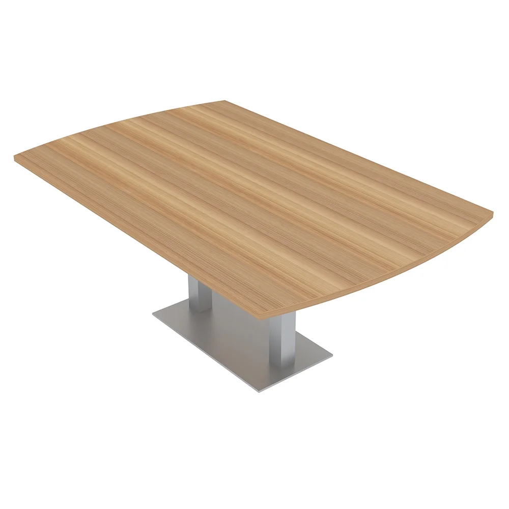 6 Person Arc Rectangle Meeting Room Table Square Metal Base w/Electric