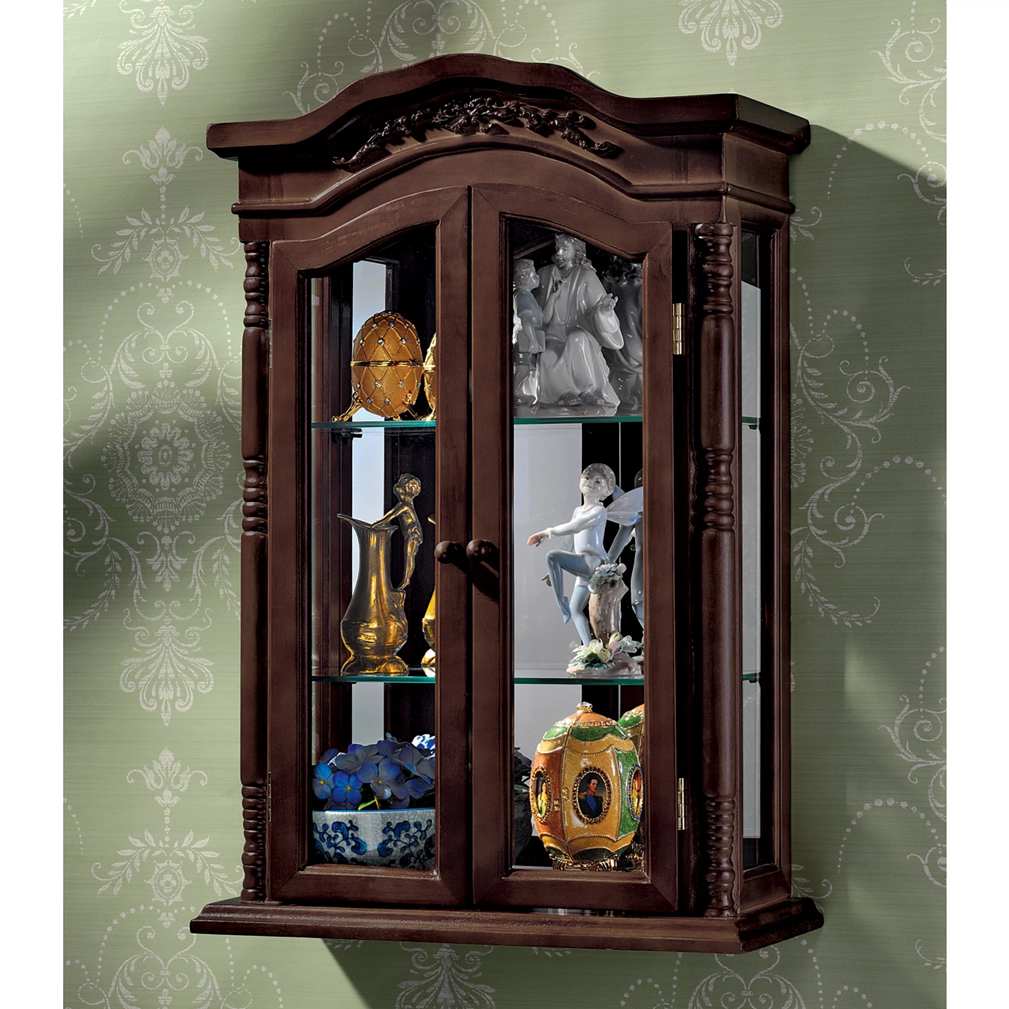 Design Toscano Beacon Hill Hardwood Wall Curio Cabinet