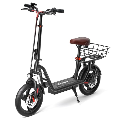 iScooter Electric Scooter with Seat, 37/21 Miles Long Range & 28/19/15.6 MPH Top Speed, 14