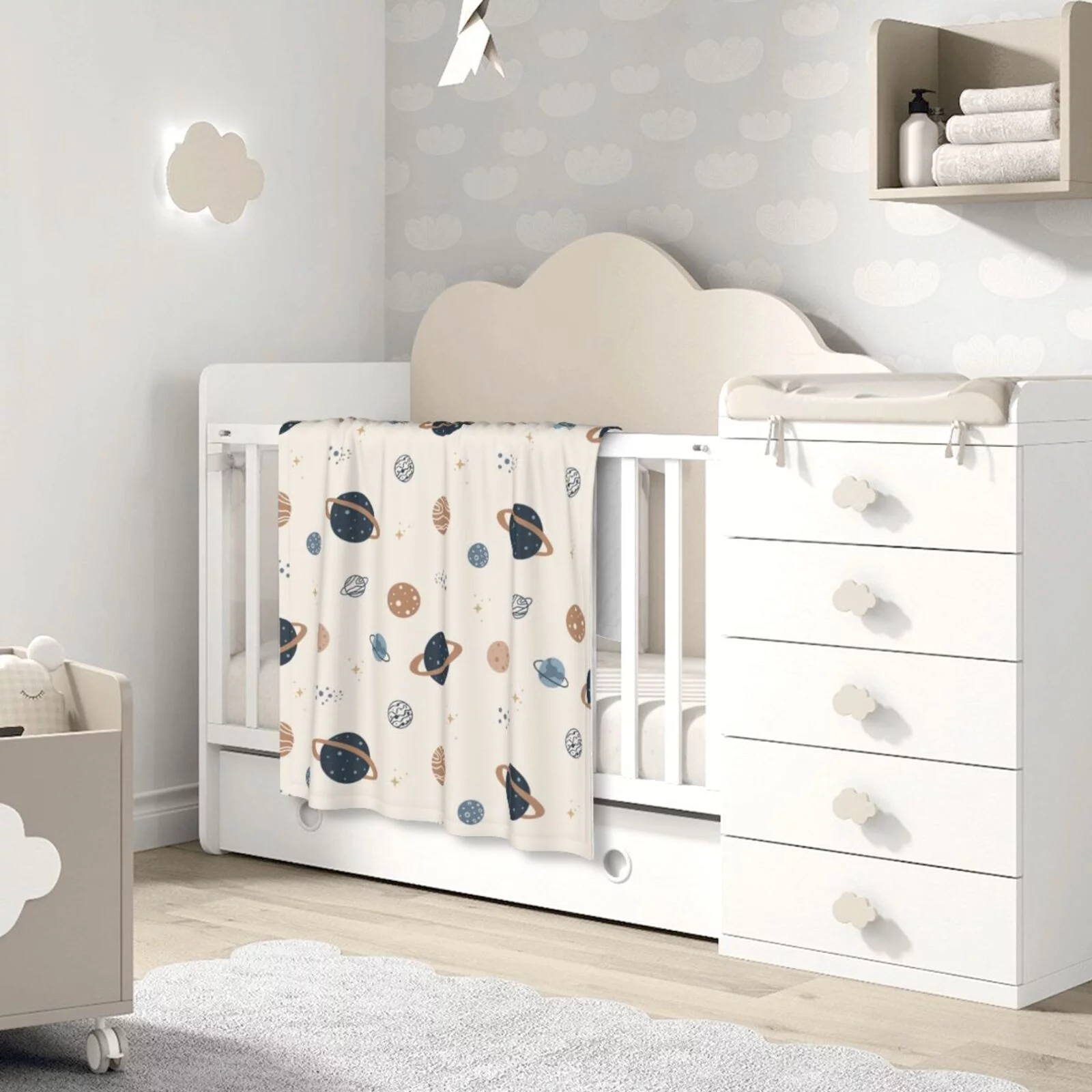 ZNDUO Baby Blanket, Soft and Cosy Polyester Blanket 40 x 30 Inch Baby Throw Blanket, Brown Space Planet Pattern