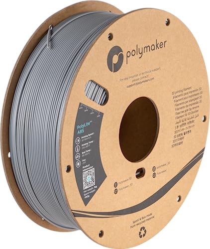Polymaker ABS Filament 1.75mm Black, ABS 3D Printer Filament 1.75mm Heat Resistant 1kg - PolyLite ABS 3D Printing Filament 1.75mm, Strong & Durable, Dimensional Accuracy +/- 0.03mm
