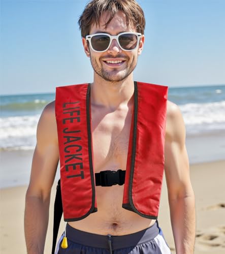Upgraded Snorkeling Vest Adult, Inflatable Swim Vest, Manual Inflatable Men's Women's Adjustable Vest, Suitable for Water Sports Such as Fishing, Kayaking, Paddleboarding, Swimming, etc