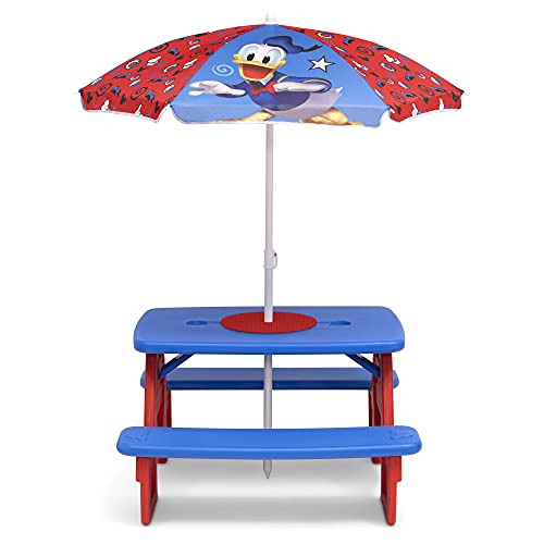 Delta Children 4 Seat Activity Picnic Table with Umbrella and Lego Compatible Tabletop, PAW Patrol