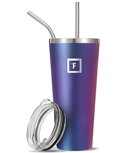 IRON °FLASK Classic Tumbler - Vacuum Insulated Stainless Steel Water Bottle, Double Walled, Drinking Cup, Insulated Travel Mug (Cotton Candy, 24 oz Solid Lid)