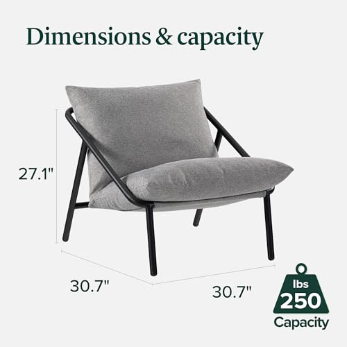 ZINUS Aidan Sling Accent Chair, Metal Framed Armchair with Shredded Foam Cushioning, Black