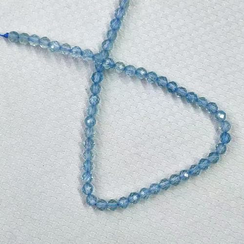 Top Grade Natural Blue Topaz Stone Beads 2/3/4/5/6MM Round Faceted Toparizona Crystal Charm Beads DIY Necklace Bracelet Jewelry - (Color: Natural, Item Diameter: 4mm about 90 pcs)
