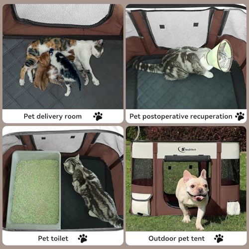 Dog Playpen,Cat Pet Puppy Pen,Portable Playpens for Dogs Indoor Outdoor Travel Camping Use,Foldable Dog Kennel Tent Crate for Rabbit Small Animals with Carrying Case (Dark Grey with Pad, Small)