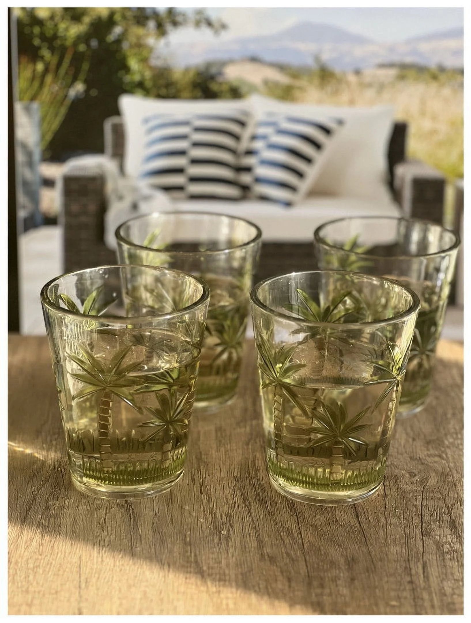 Acrylic DOF Tumbler Palm Tree Design 15 oz. Set of 4 Clear/Palm Tree Design 15 oz.