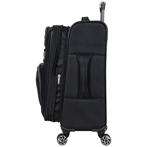 Kenneth Cole REACTION Rugged Roamer Lightweight Softside Expandable 8-Wheel Spinner Luggage, Black, 20-Inch Carry-On