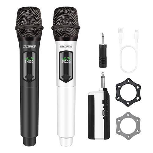 Wireless Microphone,Professional Dual Handheld Cordless Dynamic Mic System with Rechargeable Receiver(160 Ft),Karaoke Microphone Set for Singing,Karaoke,Wedding,DJ,Party,Speech,Church,K60-2
