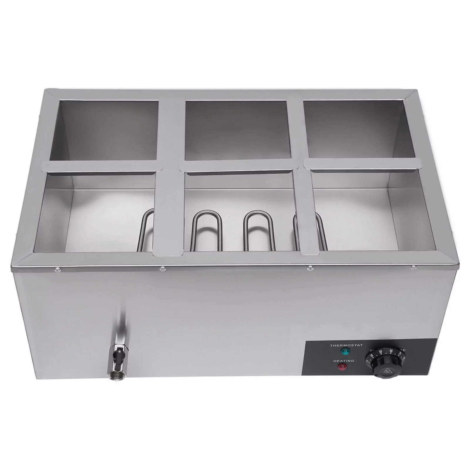 FETCOI 6-Pan Commercial Food Warmer Steam Table Buffet Bain Marie Countertop 600W 110V
