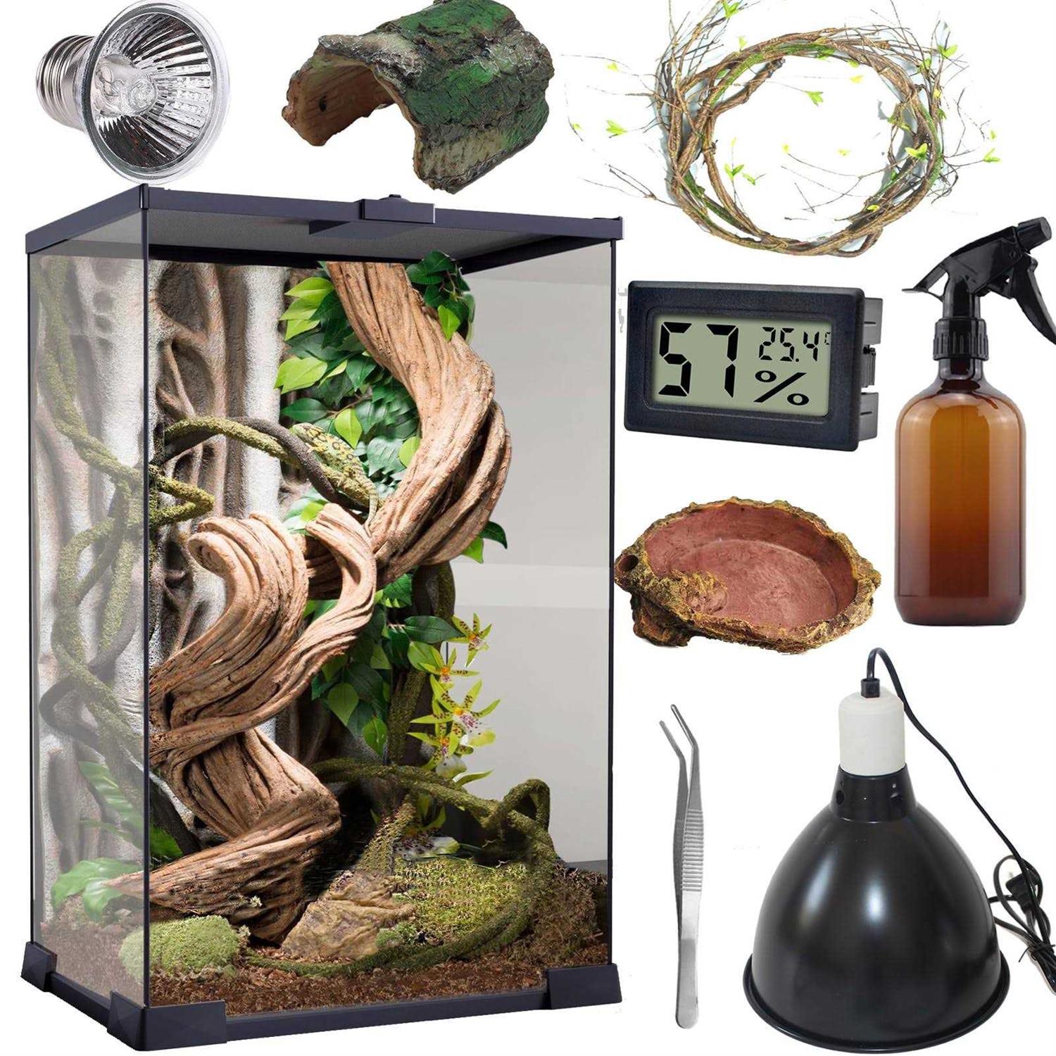 SARUFO Reptile Terrarium 8 * 8 * 12 Amphibian Vertical Habitat Tank Starter Kit - Pet Supplies online store