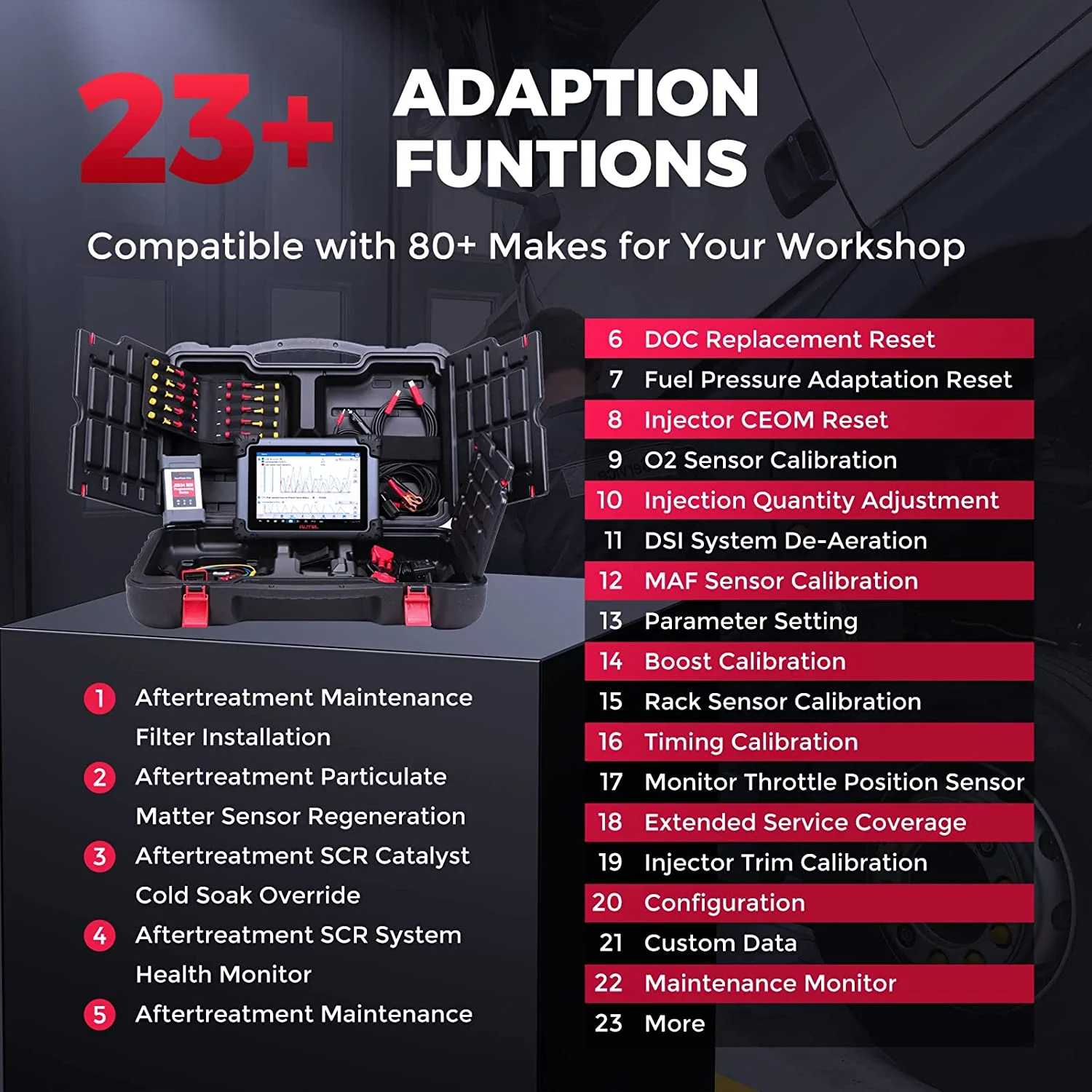 Autel Maxisys MS908CV Heavy Duty Car Diagnostic Scan Tool with J-2534 ECU Programming, Coding, Active Test 25 Services, 23 Adaption Functions