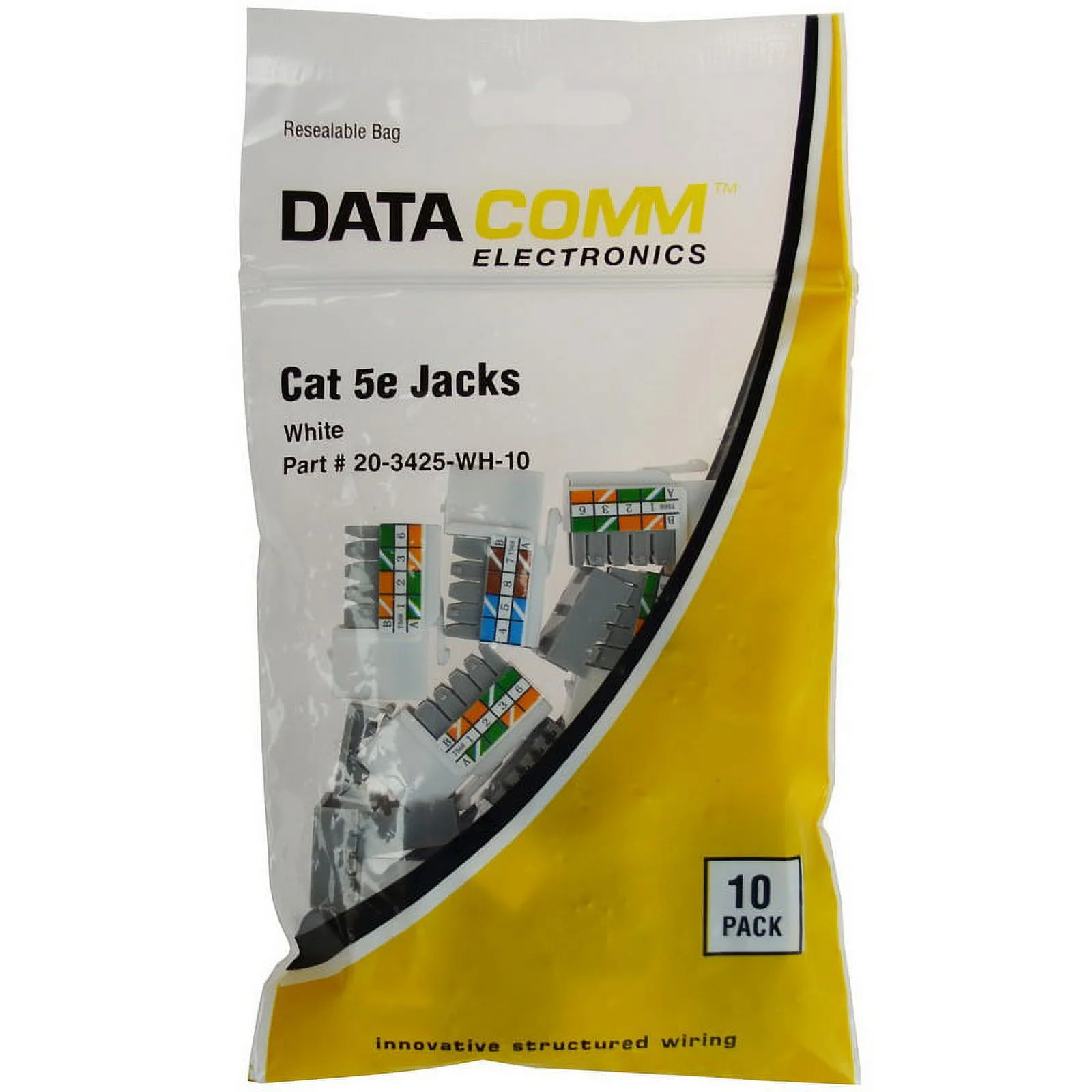 Datacomm Electronics 20-3425-wh-10 Cat-5e Jacks, 10 Pack (white)