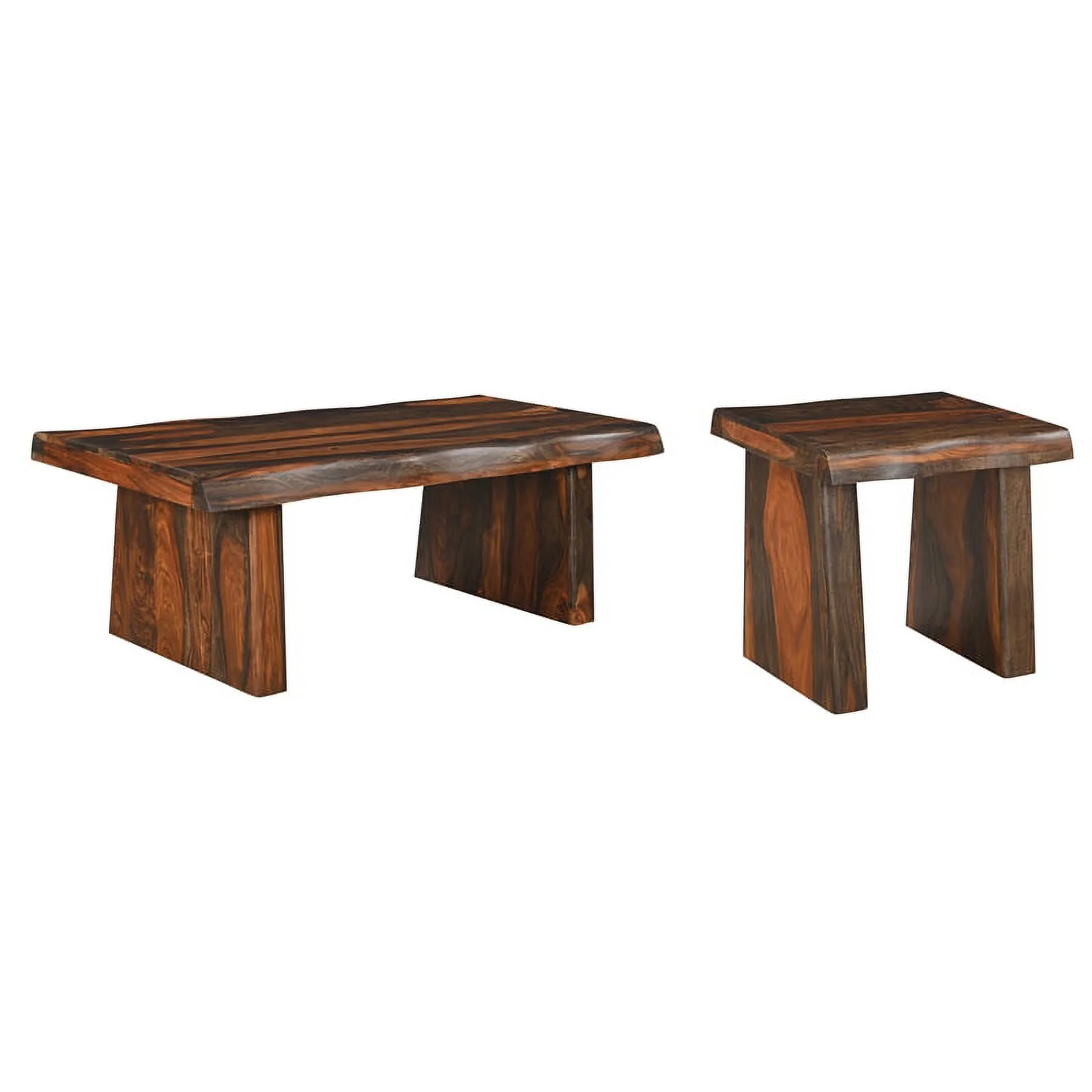 Taran Designs Darcy 2-piece Solid Wood Living Room Table Set in Dark Brown