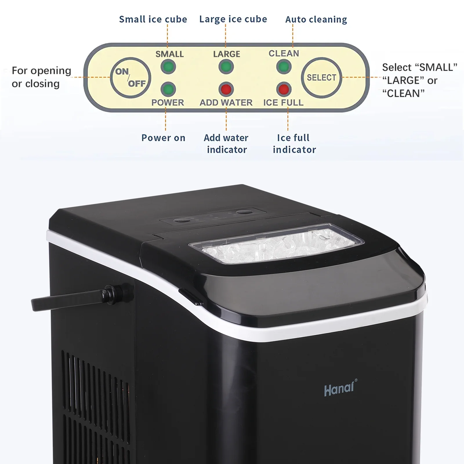 Ice Makers Countertop WANAI Portable Ice Machine, 26lbs/24 Hours, 9 Ice Cubes Ready in 7-8 Mins, Self-Cleaning Ice Making Machine with Ice Scoop and Basket, L&S Bullet Sizes for Home Office Camping RV