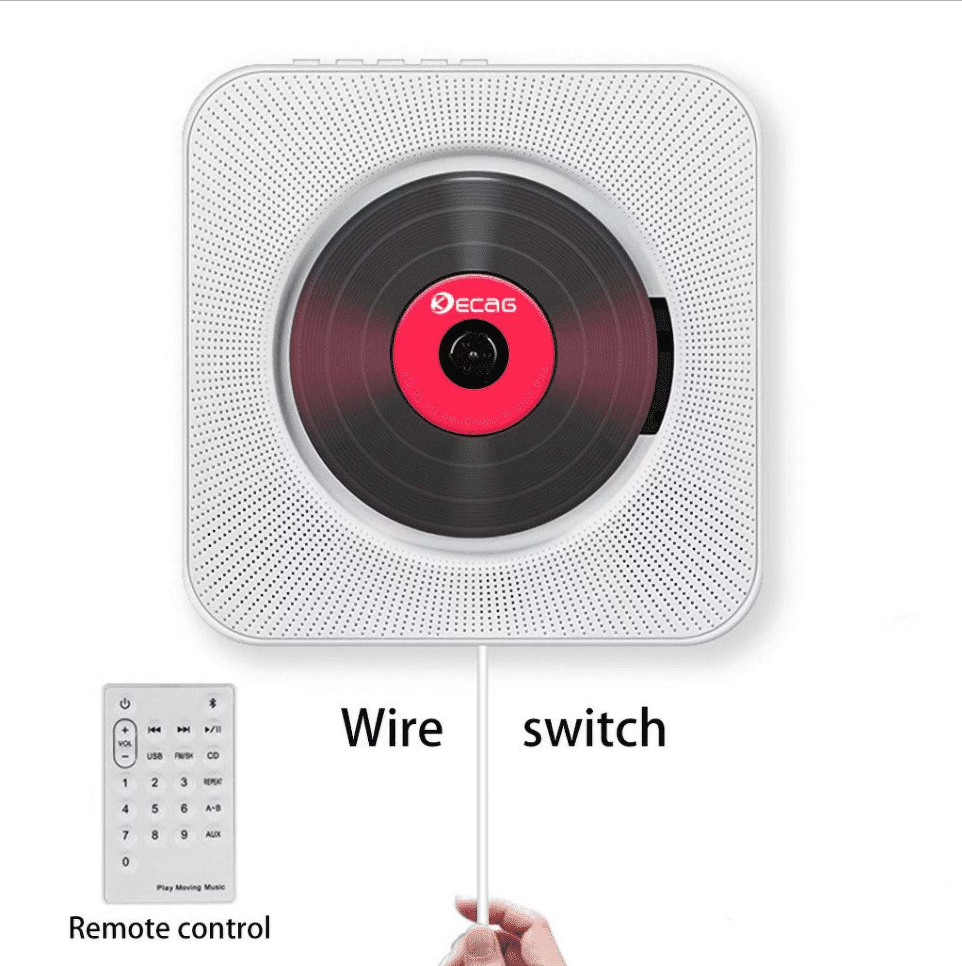 Home Wall Mounted CD Player Surround Sound FM Radio Bluetooth USB MP3 Disk Portable Music Player Remote Control Stereo Speaker