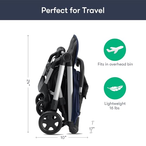 Compact Stroller - One Hand Fold Lightweight Stroller, Travel Stroller, Toddler Stroller, Airplane Stroller, Foldable Stroller with Rain Cover, Backpack and Cup Holder (Black)