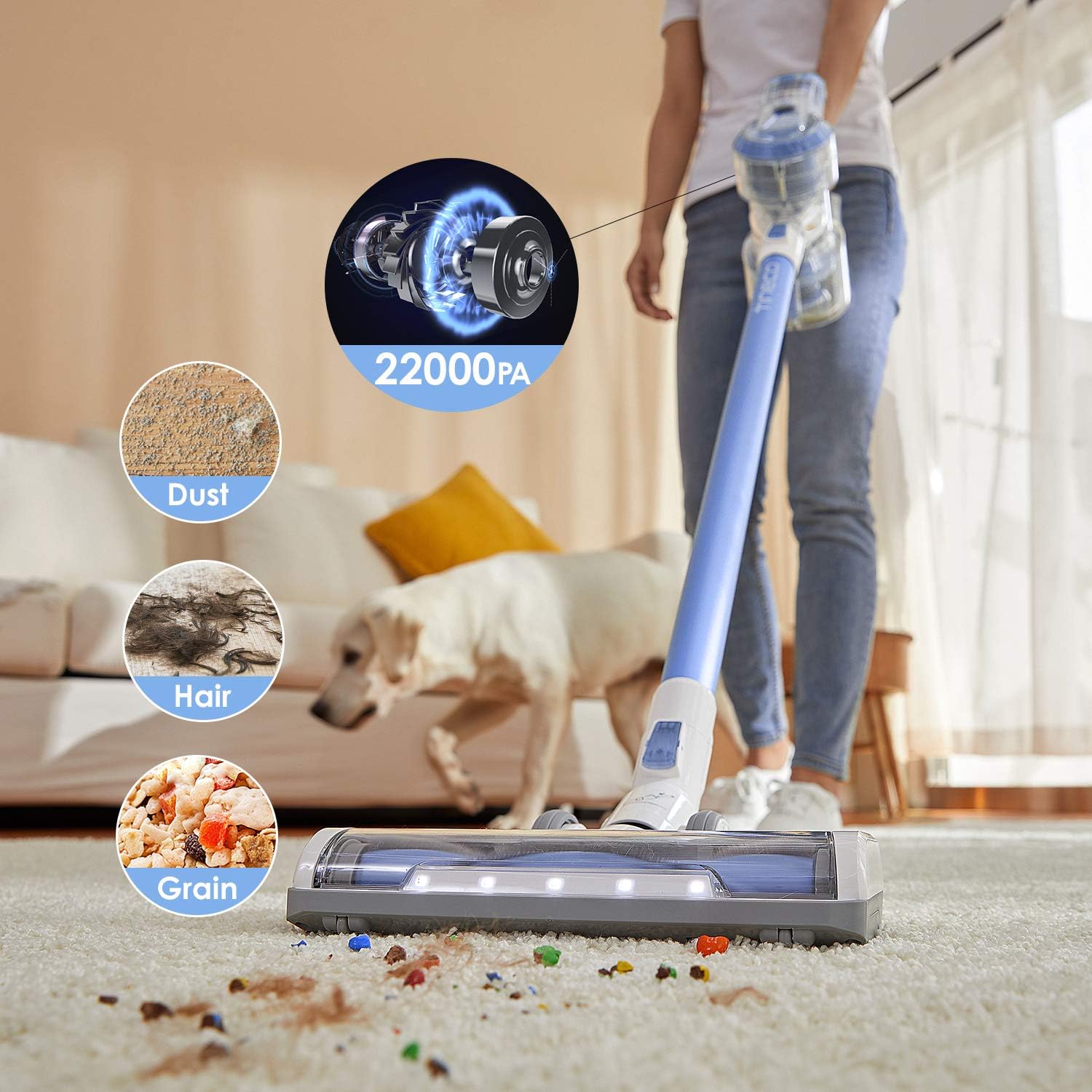 Tineco A11 Hero Cordless Lightweight Stick/Handheld Vacuum Cleaner, 450W Motor for Ultra Powerful Suction for Carpet, Hard Floor & Pet