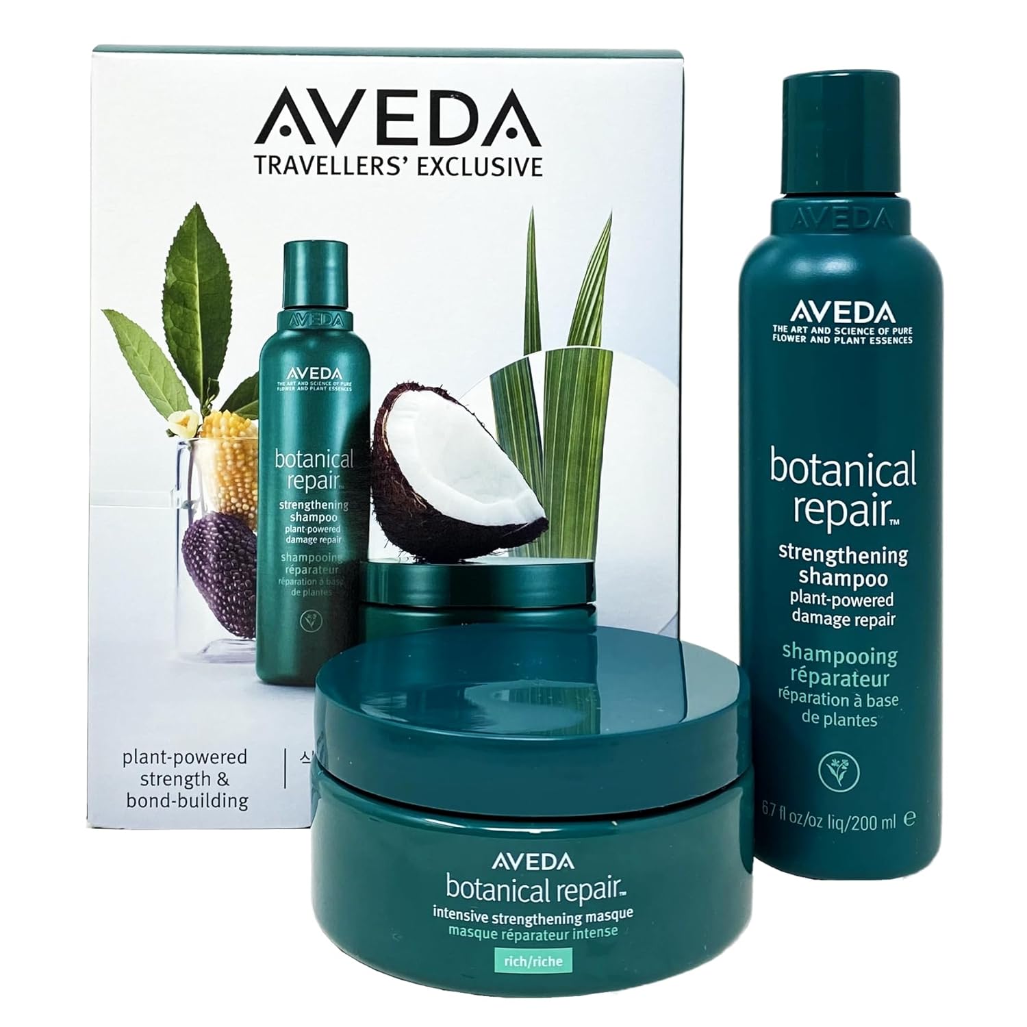 Aveda Travelers' Exclusive Plant-Powered Strength & Bond-Building Strengthening Shampoo and Strengthening Masque Hair Care Set
