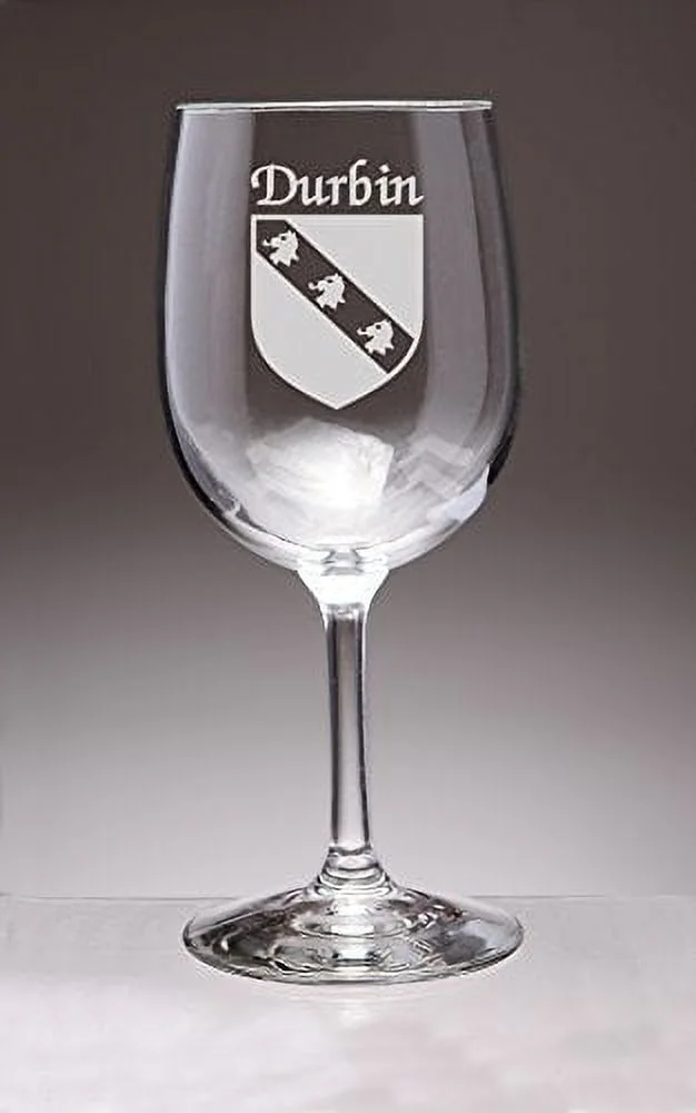 Durbin Irish Coat of Arms Wine Glasses - Set of 4 (Sand Etched)