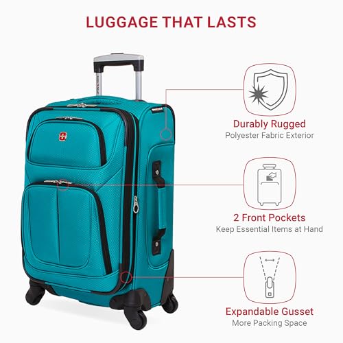 SwissGear Sion Softside Expandable Roller Luggage, Teal, 3 Piece Set (21/25/29)