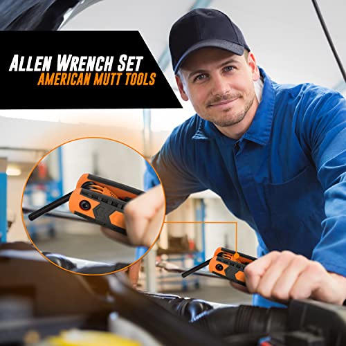 AMERICAN MUTT TOOLS 17pc Folding Allen Wrench Sets – SAE and Metric Allen Key Set – Hex Key Set, Allen Wrenches Sets, Metric Allen Wrenches Set