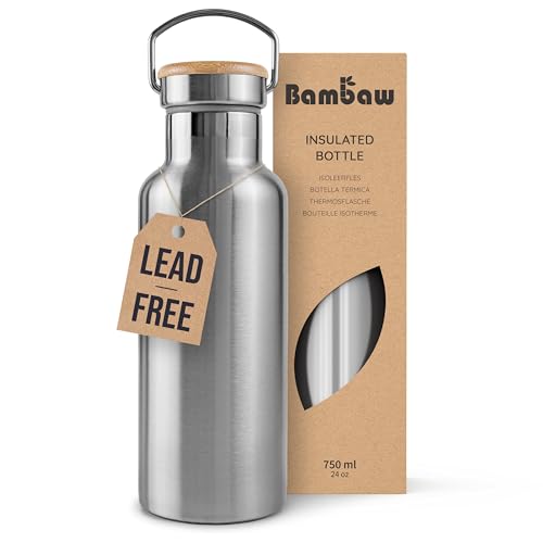 Bambaw 32 oz Water Bottle | Insulated Water Bottles | Water Bottle Stainless Steel | Insulated Travel Water Bottle | Insulated Water Bottle | Stainless Steel Water Bottles | 1 Liter Water Bottles