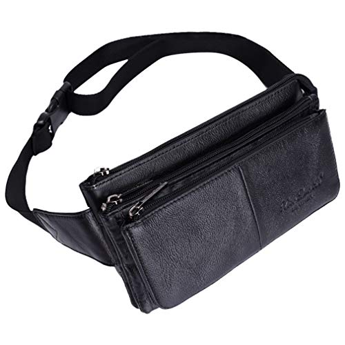 Vintage Leather Fanny Pack Waist Bag for Men Women Travel Hiking Running Hip Bum Belt Slim Cell Phone Purse Wallet Pouch Coffee