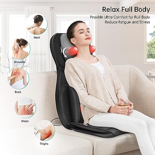 Snailax Neck Back Massager with Heat, Full Body Massage Chair Pad, Adjustable Compression, Rolling, Shiatsu Massage Seat Cushion, Chair Massagers,Gifts for Women, Man (Upgrade)