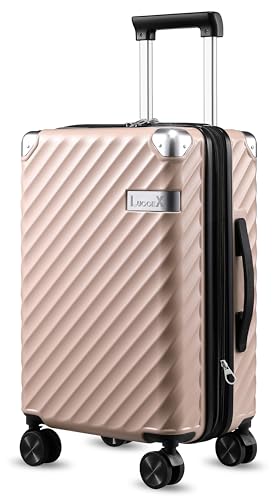 LUGGEX Luggage with Spinner Wheels, Polycarbonate Expandable Hard Shell Suitcase, Carry On 20 Inch, Charcoal Metallic