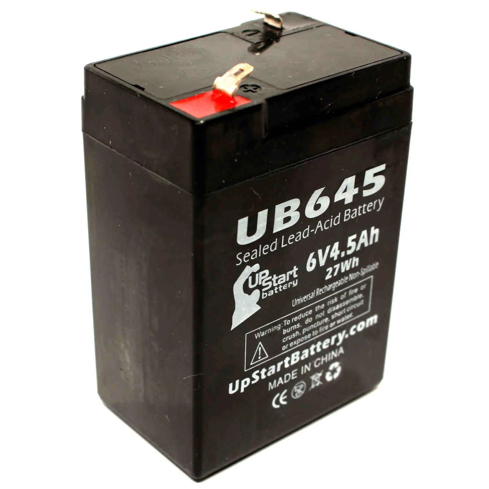 2x Pack - Compatible W. W. Grainger 5VC21 Battery - Replacement UB645 Universal Sealed Lead Acid Battery (6V, 4.5Ah, 4500mAh, F1 Terminal, AGM, SLA) - Includes 4 F1 to F2 Terminal Adapters
