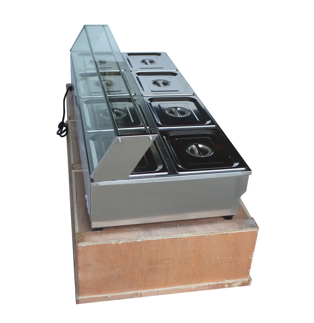 PreAsion 8-Pan Bain-marie Buffet Food Warmer with Glass Guard Food Temperature Control