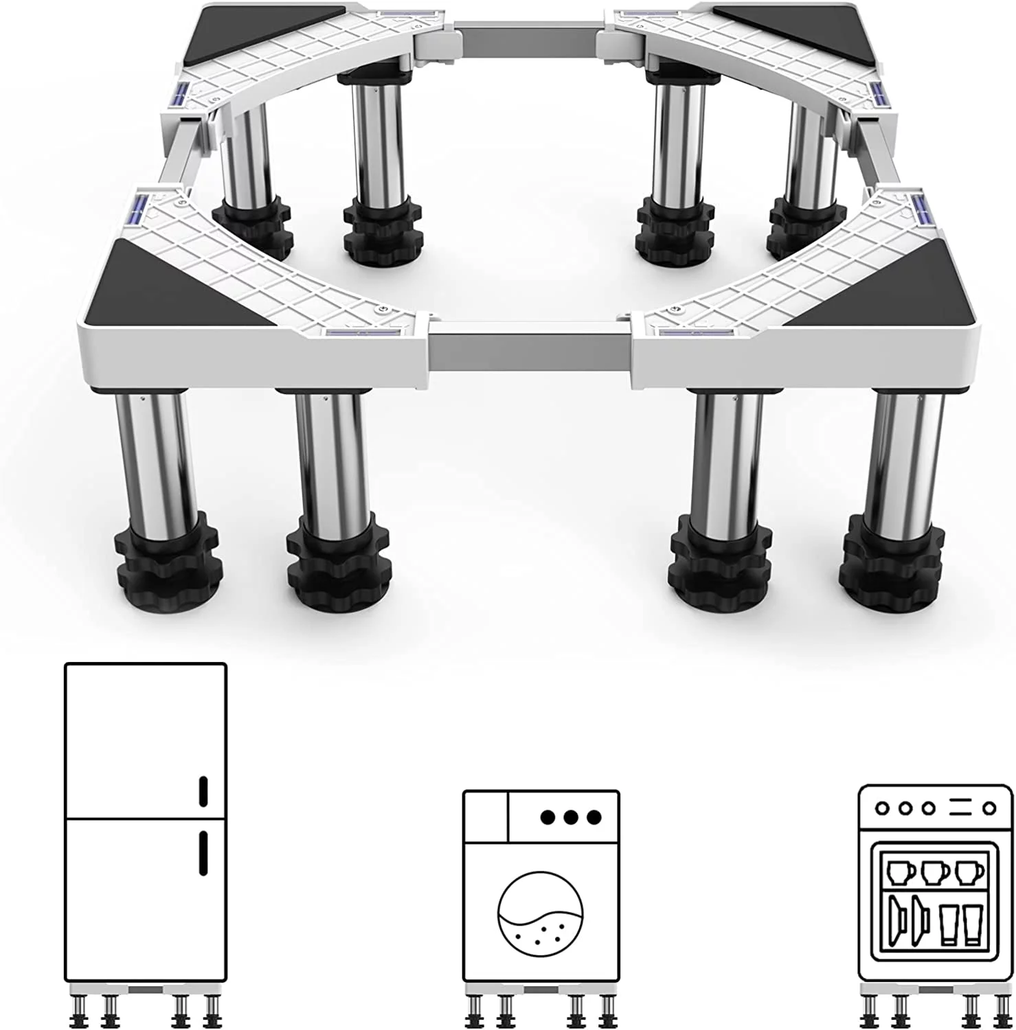 SEISSO Mini Fridge Stand-Upgraded 8 Heavy Duty feet Adjustable Dryer Stand Increase Height of 7-8.6inch for Washer Refrigerator Washing Machine Dryer 17–22inch Max Load 992lb