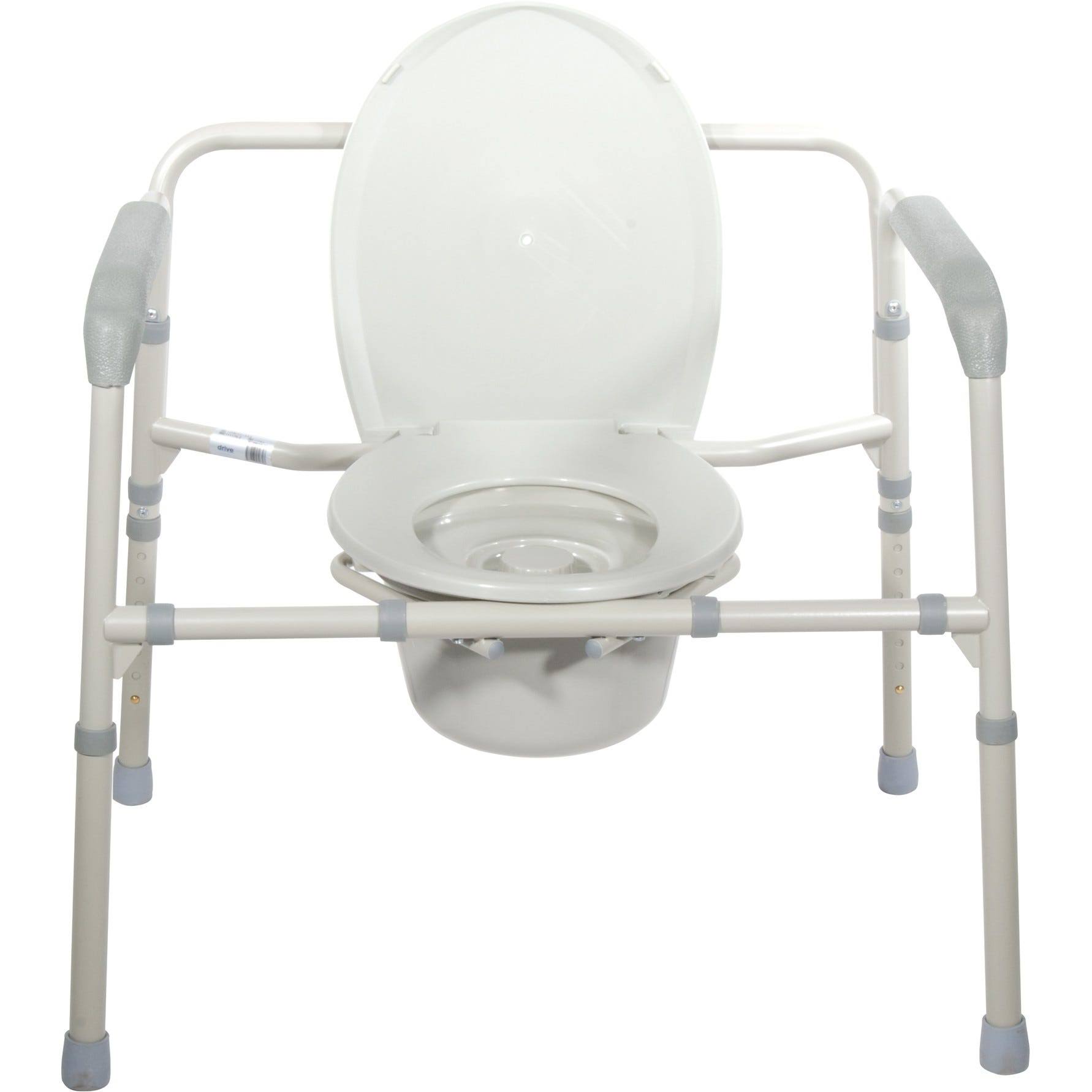 Drive Medical | Bariatric Folding Commode, 650lb Capacity, Grey