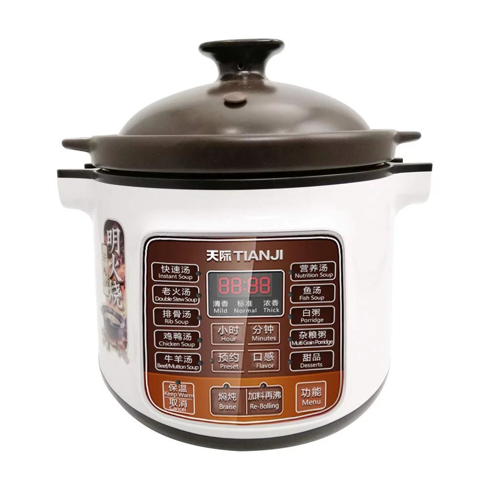 Tianji DGD40-40LD Electric Stew Pot 4L Full-automatic Slow Cooker Ceramic Inner Pot 120V 600W 3-6 people
