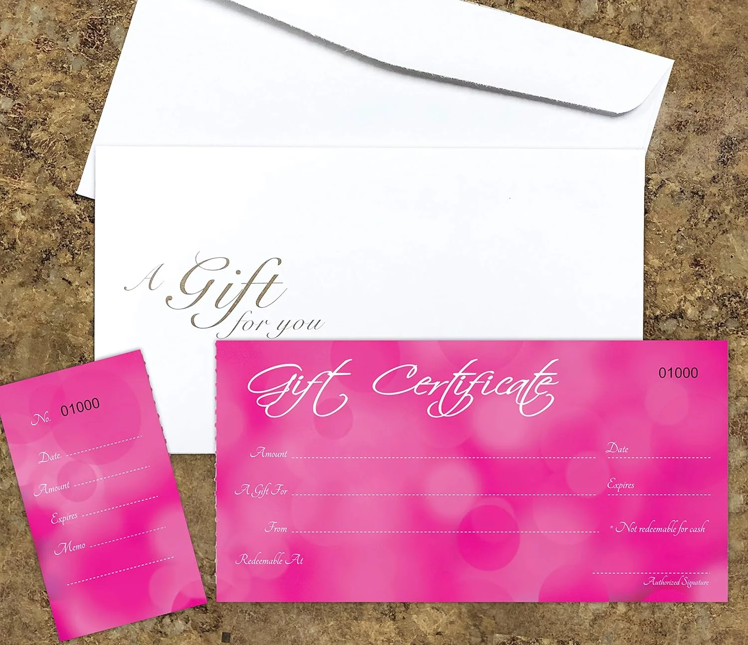 Blank Gift Certificates 25 Set- P Background - Comes With Matching Envelopes - Gift Coupons,Vouchers For Small Business