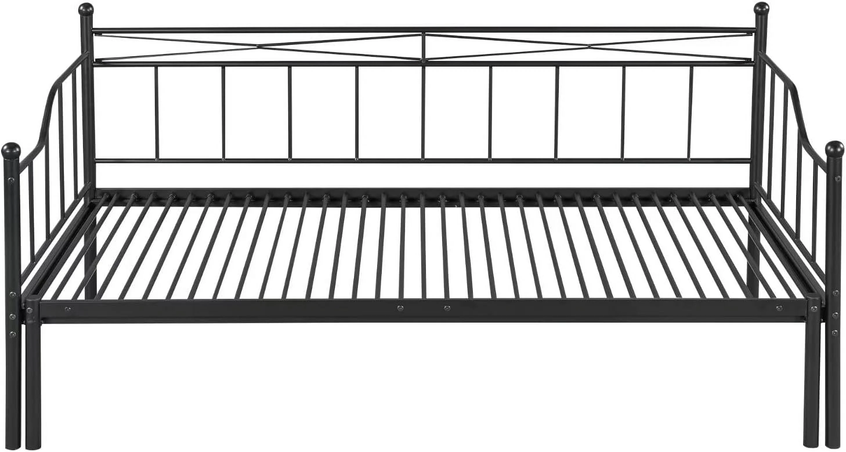 Metal Daybed with Trundle, Twin Size Daybed Frame with Heavy Duty Slats, Modern Space Saving Sofa Bed for Bedroom Living Room