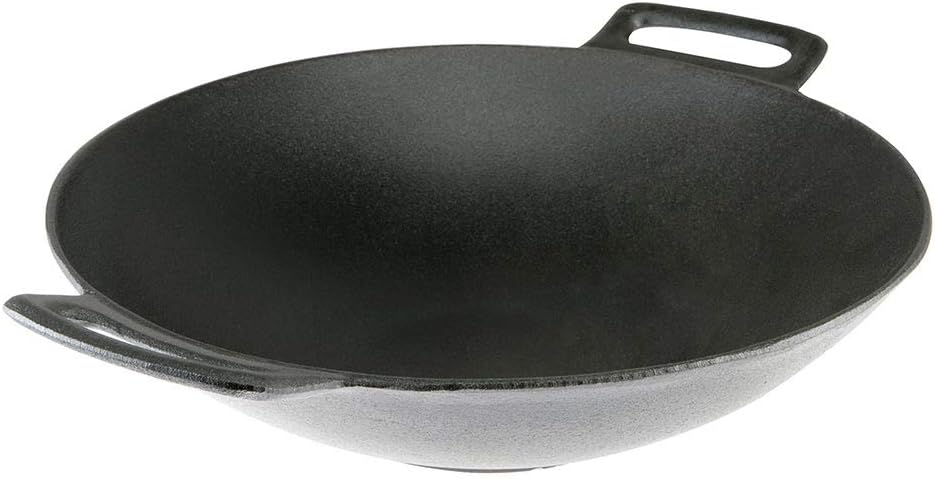 Mr. Bar-B-Q Cast Iron Wok with 2 Handles Home, Black