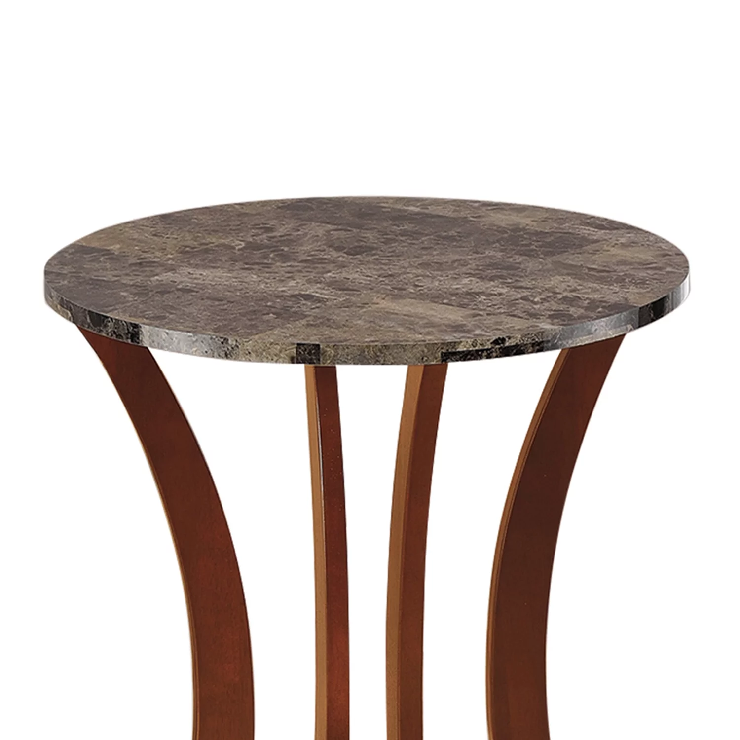 Benzara Transitional Wooden Plant Stand With Faux Marble Top, Brown