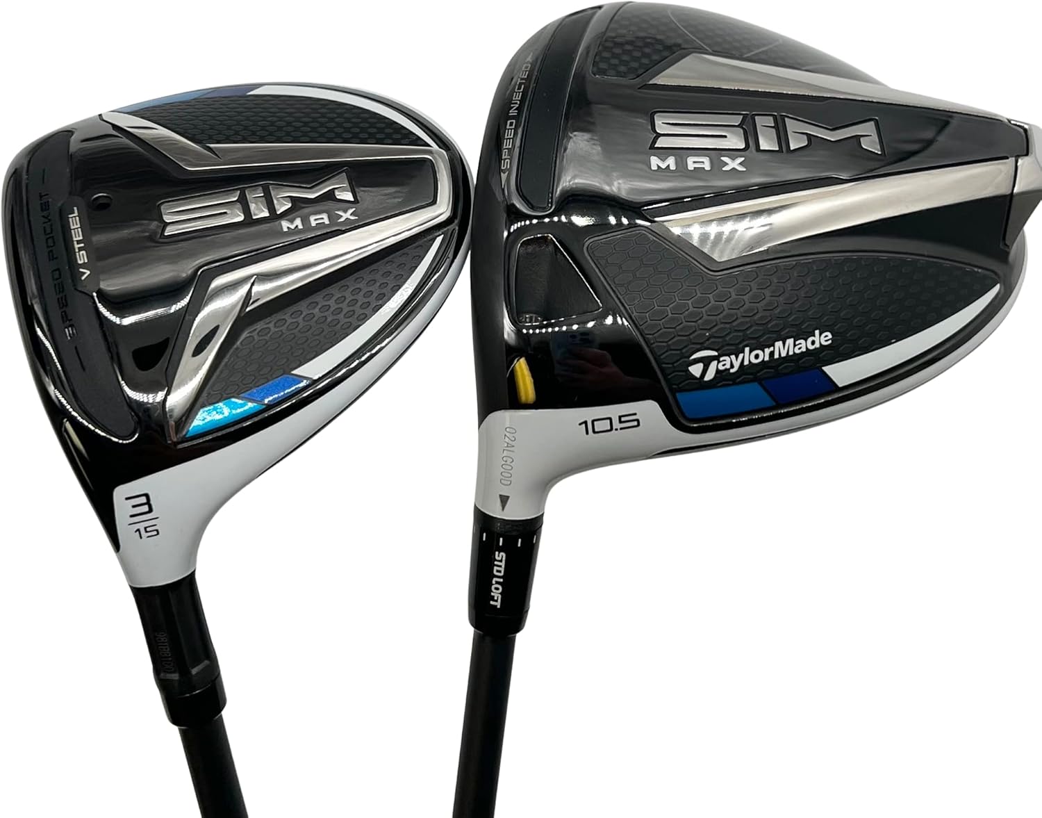 Lefty Taylormade Sim Max 10.5* Driver & #3 Fwy Combo, HZRDUS Smoke Green Stiff