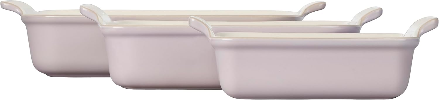 Le Creuset Stoneware Heritage Set 3 Rectangular Dishes, Shallot, 1.1 qt., 2.5 qt. & 4 qt.
