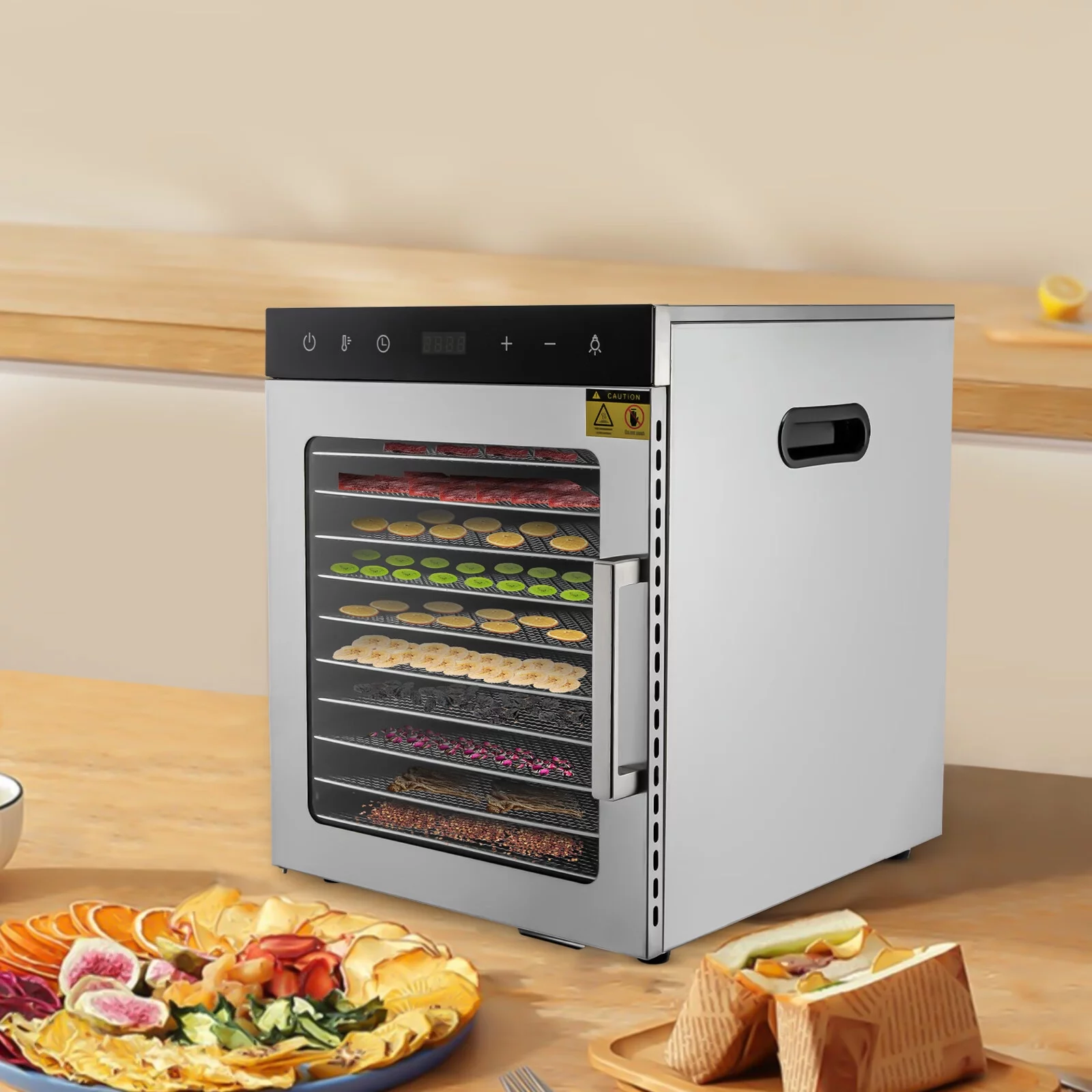 Loyalheartdy 10 Trays Food Dehydrator Stainless Steel Electric Dryer Machine Adjustable Timer & Temperature Control for Fruit Meat