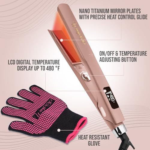 PRO Flat Iron Hair Straightener & Curler 2 in 1 Pure Titanium 1.25