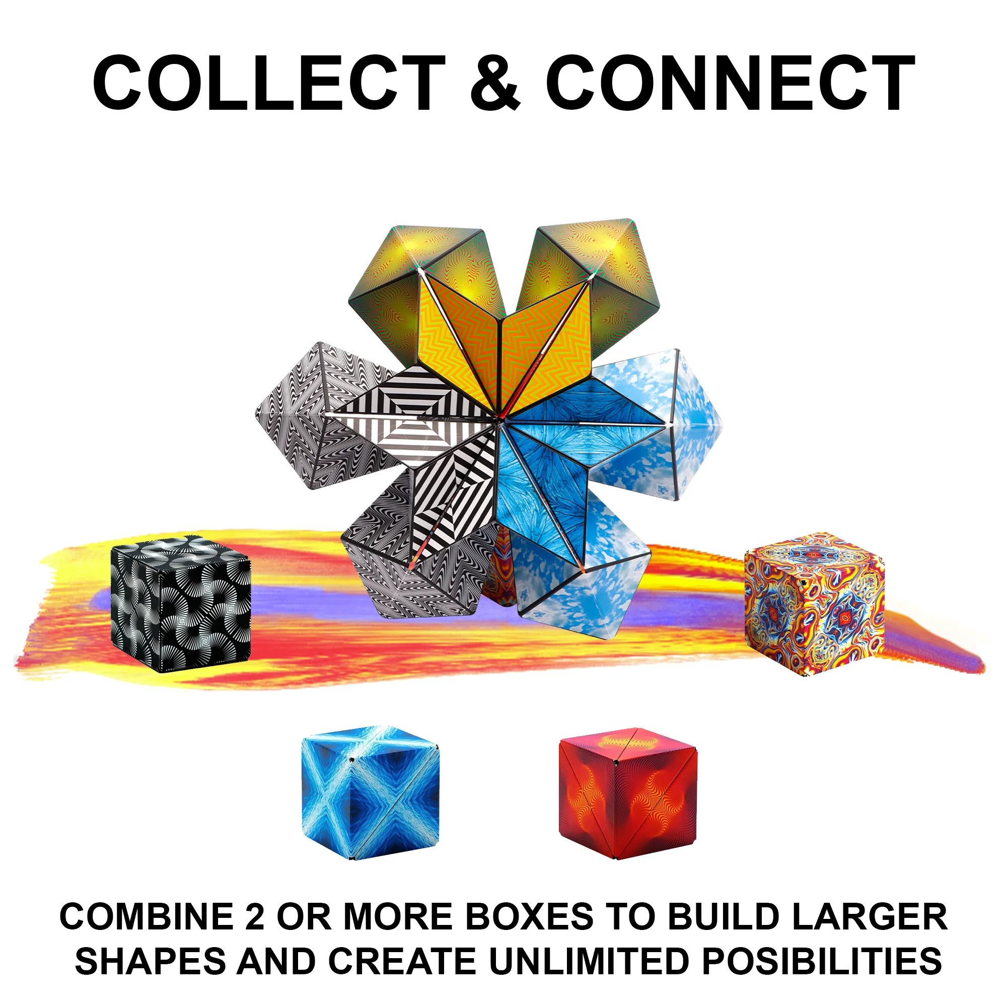 SHASHIBO Shape Shifting Box - Award-Winning, Patented Fidget Cube w/ 36 Rare Earth Magnets – Shashibo Cube Magnet Fidget Toy Transforms Into Over 70 Sube Toy (Spaced Out)