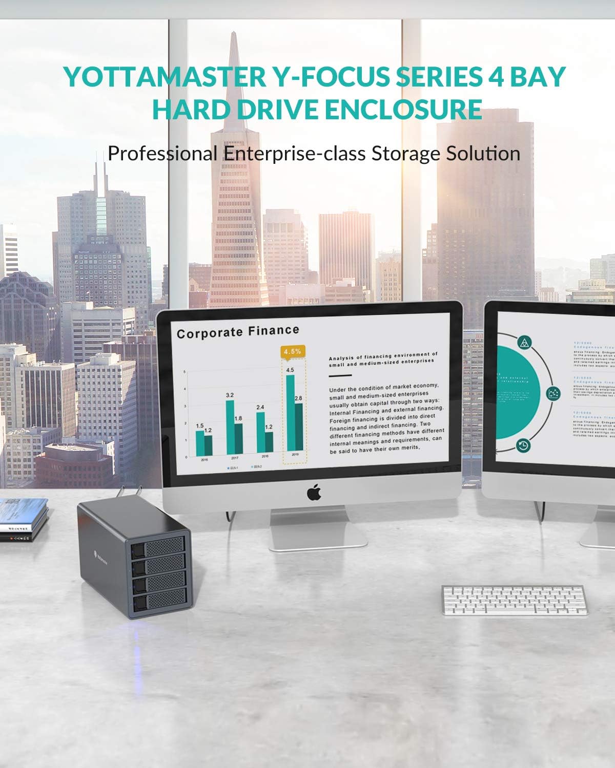 4 Bay Hard Drive Enclosure,Yottamaster Aluminum Alloy 2.5/3.5 USB3.0 to SATA3.0 External HDD SSD Storage Enclosure,Support 4 x 18 TB Capacity,Ideal for Enterprise-Class Storage Solution[FS4U3]